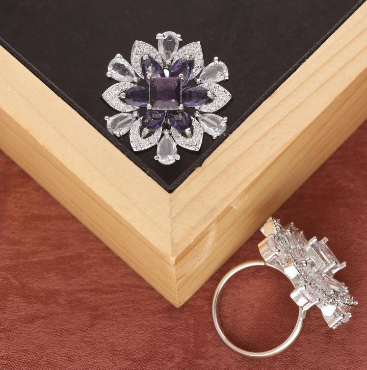 Anti tarnisha american diamond silver finger ring 273 Wholesale jewelry suppliers in Kolkata